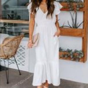 White midi dress- M